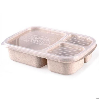 Χαριτωμένο κουτί μεσημεριανού γεύματος για παιδιά Δοχείο φαγητού 3 Κουτιά αποθήκευσης σχάρας Κουτί σνακ Bento Παιδικό σιτάρι Ψάθινο Υλικό Αδιάβροχο Ιαπωνικό στιλ