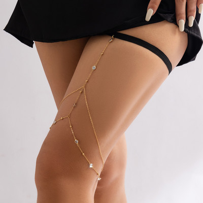 Σέξι Stretch Strap Casual Beach Thigh Chain για Γυναικεία Γυαλιστερή στολίδι για πόδι με στρας με θηλιά για πόδι με κρόσσια στολίδι για πάρτι για νυχτερινό κέντρο διασκέδασης