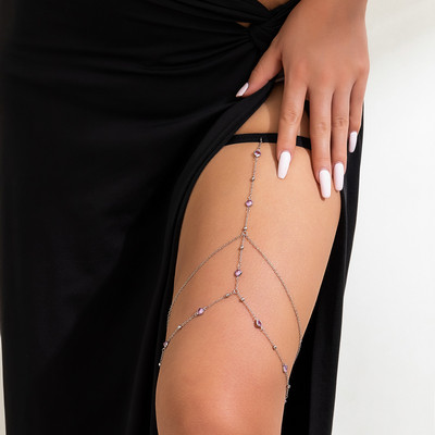 Σέξι Stretch Strap Casual Beach Thigh Chain για Γυναικεία Γυαλιστερή στολίδι για πόδι με στρας με θηλιά για πόδι με κρόσσια στολίδι για πάρτι για νυχτερινό κέντρο διασκέδασης
