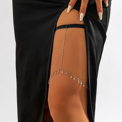 Σέξι Stretch Strap Casual Beach Thigh Chain για Γυναικεία Γυαλιστερή στολίδι για πόδι με στρας με θηλιά για πόδι με κρόσσια στολίδι για πάρτι για νυχτερινό κέντρο διασκέδασης