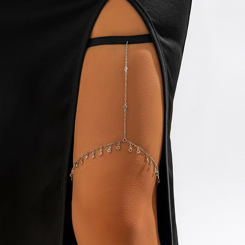 Σέξι Stretch Strap Casual Beach Thigh Chain για Γυναικεία Γυαλιστερή στολίδι για πόδι με στρας με θηλιά για πόδι με κρόσσια στολίδι για πάρτι για νυχτερινό κέντρο διασκέδασης