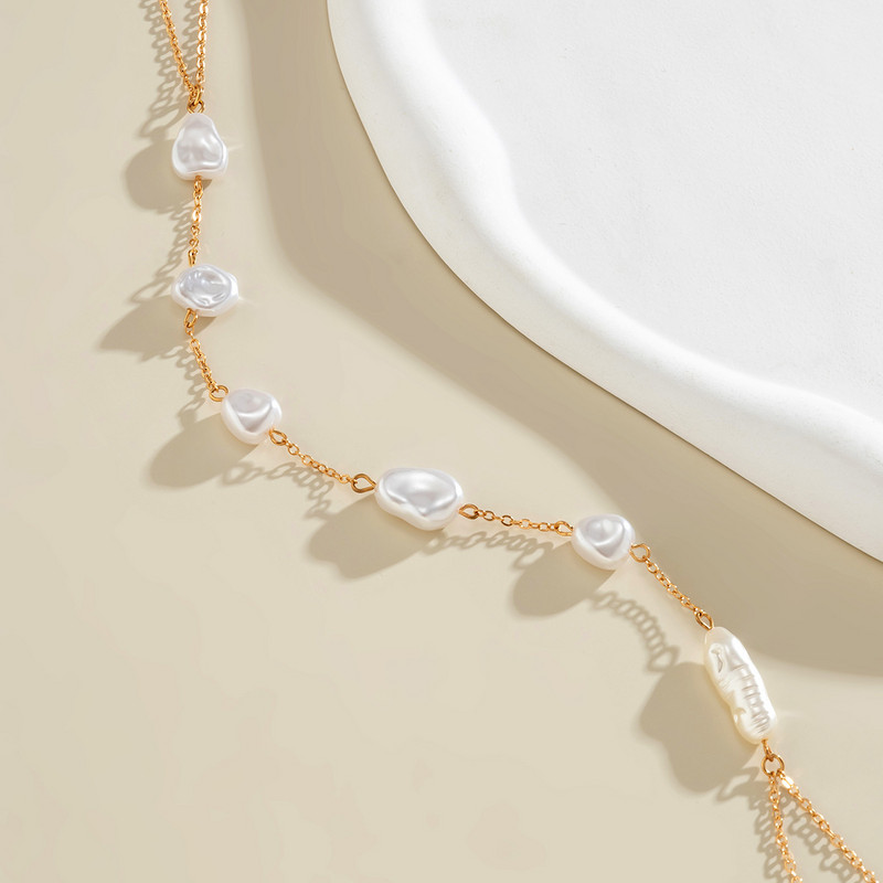 Seksi grudnjak Bikini Lanac za prsa za žene Temperament Nepravilan imitacija bisera Lanac za tijelo Odmor na plaži Lanac s perlama Nakit