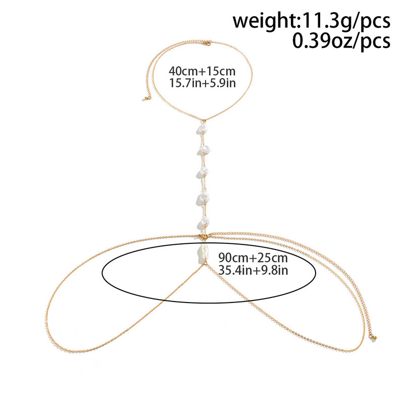 Seksi grudnjak Bikini Lanac za prsa za žene Temperament Nepravilan imitacija bisera Lanac za tijelo Odmor na plaži Lanac s perlama Nakit