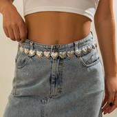 Ethnic Wind Retro Metal Love Heart Body Chain for Women Punk Trend Carve Γεωμετρικό σχέδιο Αλυσίδα μέσης Διακοσμητικό κόσμημα με αλυσίδα