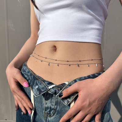 Seksikas kahekordse õhukese ketiga naiste vööst kett Võluv liblikas kõhukett suvine rannabikiini keha ehtefestivali komplektid