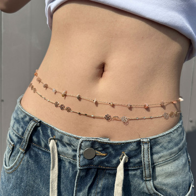 Seksikas kahekordse õhukese ketiga naiste vööst kett Võluv liblikas kõhukett suvine rannabikiini keha ehtefestivali komplektid