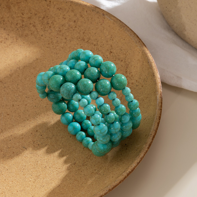 Retro apvijamos apyrankės moterims Paplūdimio imitacinės perlų grandinėlės Netaisyklingos rankų darbo daugiasluoksnės karoliukų apyrankės papuošalai