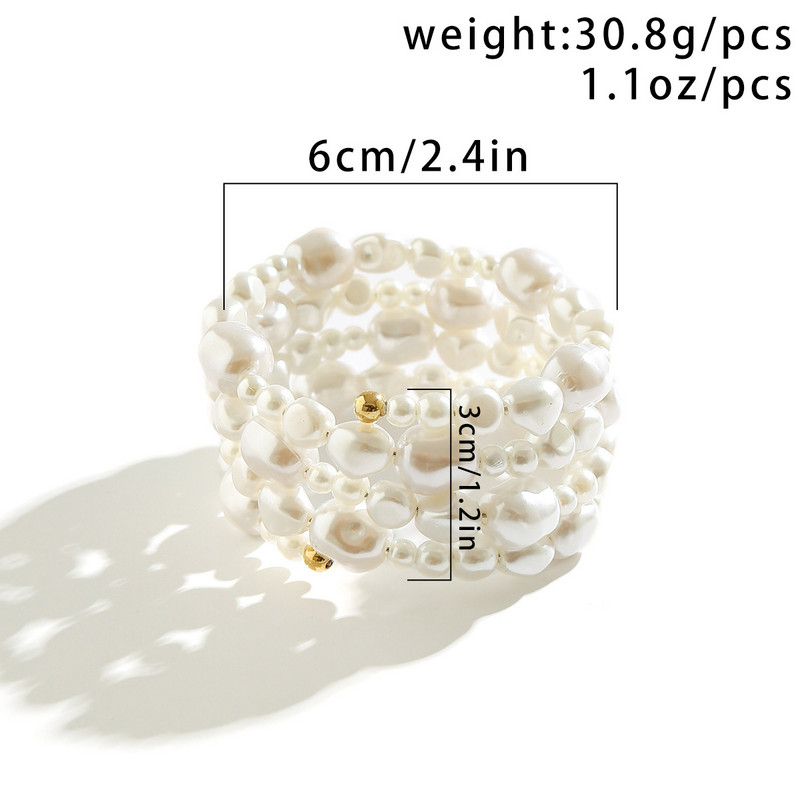 Retro apvijamos apyrankės moterims Paplūdimio imitacinės perlų grandinėlės Netaisyklingos rankų darbo daugiasluoksnės karoliukų apyrankės papuošalai