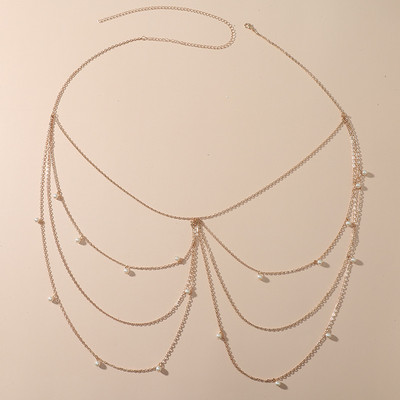 Ljetni trend 2023. Metalna imitacija bisera Višeslojni lanac oko struka Beach Party Kreativni lanac za tijelo Ženski šarm dodaci