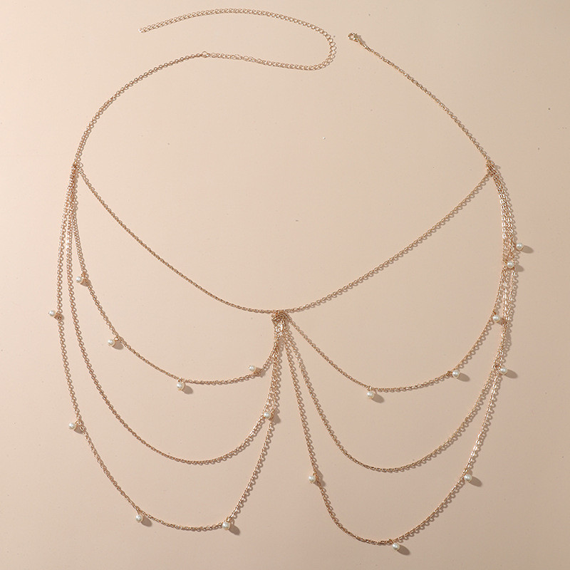 Ljetni trend 2023. Metalna imitacija bisera Višeslojni lanac oko struka Beach Party Kreativni lanac za tijelo Ženski šarm dodaci