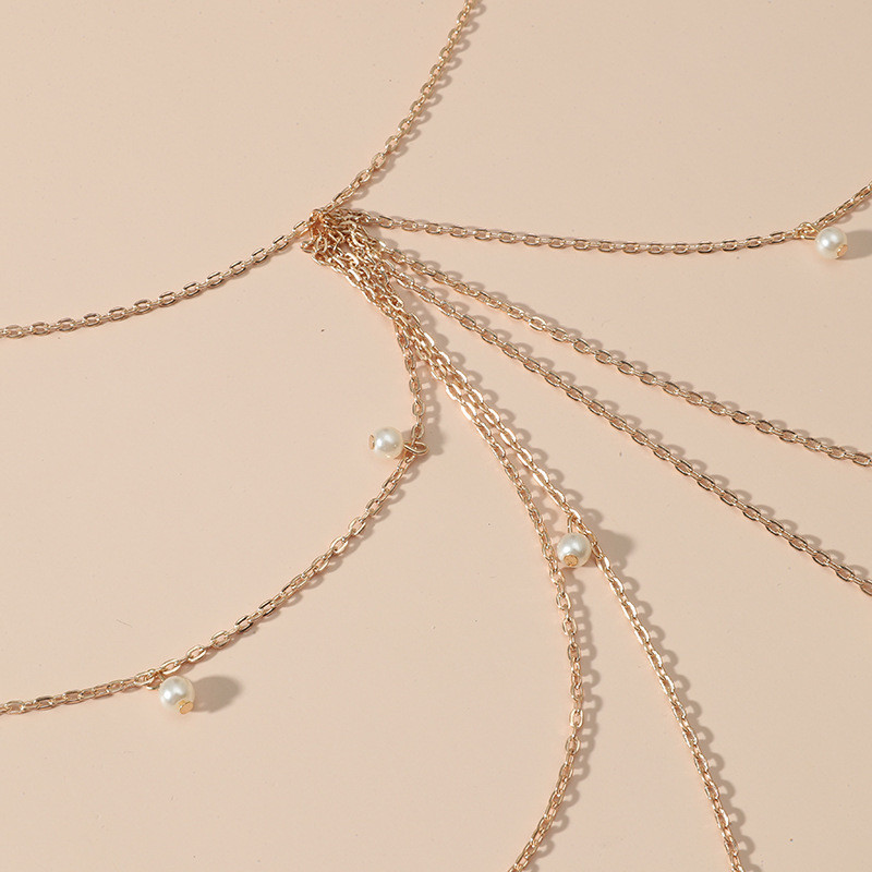 Ljetni trend 2023. Metalna imitacija bisera Višeslojni lanac oko struka Beach Party Kreativni lanac za tijelo Ženski šarm dodaci