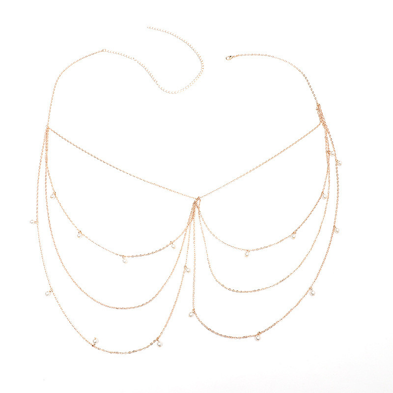 Ljetni trend 2023. Metalna imitacija bisera Višeslojni lanac oko struka Beach Party Kreativni lanac za tijelo Ženski šarm dodaci