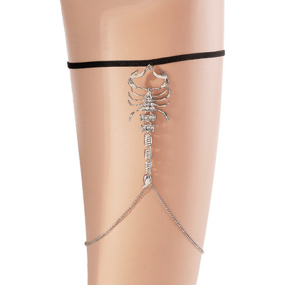 Trendy Diamond Bling Bling επίχρυση αλυσίδα ποδιών φιδιού για γυναίκες Σέξι στρας Scorpion Spider Ελαστική αλυσίδα σώματος κοσμήματα