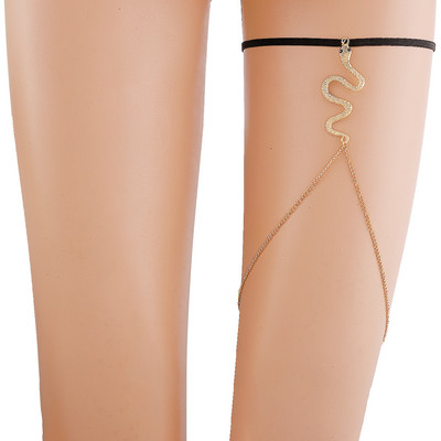 Trendy Diamond Bling Bling επίχρυση αλυσίδα ποδιών φιδιού για γυναίκες Σέξι στρας Scorpion Spider Ελαστική αλυσίδα σώματος κοσμήματα