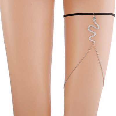 Trendy Diamond Bling Bling επίχρυση αλυσίδα ποδιών φιδιού για γυναίκες Σέξι στρας Scorpion Spider Ελαστική αλυσίδα σώματος κοσμήματα