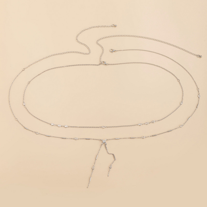 Μοντέρνα φούντα διπλής στρώσης λεπτή αλυσίδα Γυναικεία αλυσίδα μέσης Αλυσίδα κοιλιάς Hip hop Sexy Bikini Body Chain Summer Beach Body Jewelry