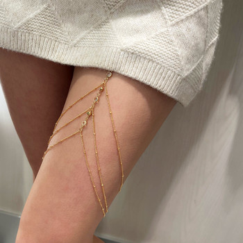 Бохемска нова многослойна еластична лента за бедрата на краката за жени Лято, секси пискюл, регулируема плажна верига за талията на краката, бижута за тяло