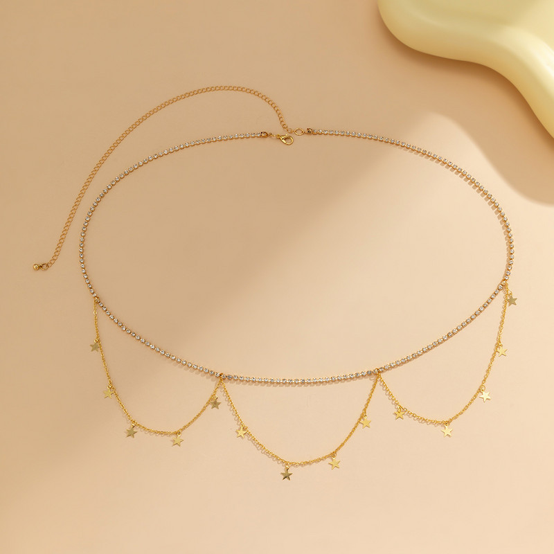 Seksikas Vintage Star Tuti ripats vöökoht vöö kett vöö Rhinestone kõhukett naistele suvised rannabikiinid moeehted