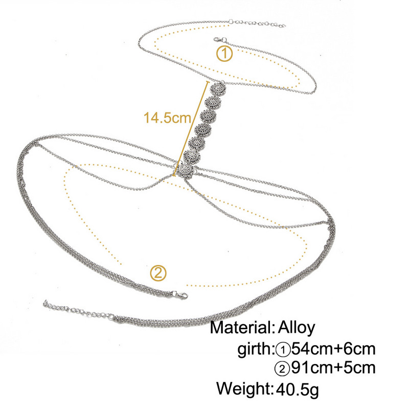 Bls-miracle Bohemia Moeehted Kullavärvi Punk Flower kehakett naistele Sexy Statement kehaketid Aksessuaarid BN-11