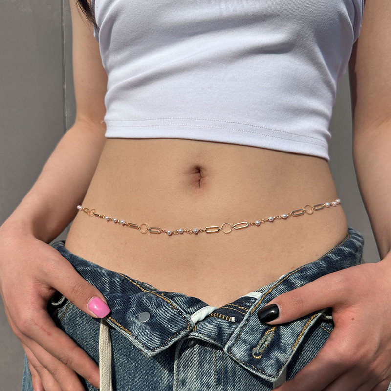 Modni boemski biserni lanac za trbuh, tanke perle, lanac oko struka za žene, seksi bikini za plažu, lanac za tijelo, vintage šarm nakit