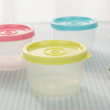4бр. 150 мл малък пластмасов кръгъл контейнер за храна, кутии за обяд, запечатана купа за хладилник, микровълнова фурна (произволен цвят)