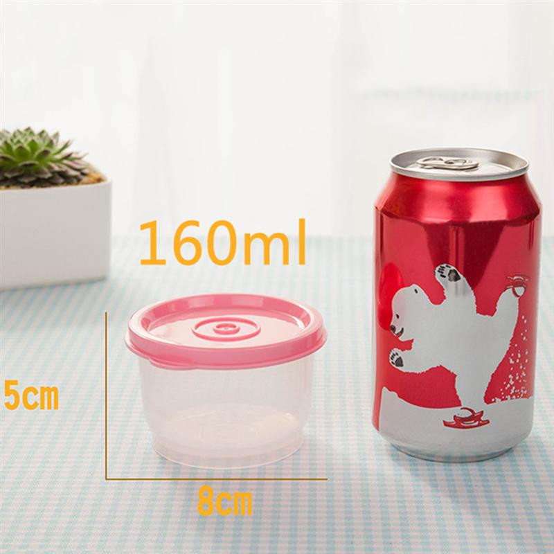 4 tk 150 ml väike plastikust krõbeda ümmargune toidukonteiner, lõunakarbid, suletud kauss külmiku mikrolaineahju jaoks (juhuslik värv)