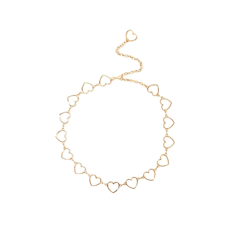 Novi modni šuplji lančić u obliku srca, podesivi struk Lanci za tijelo za žene Bohemia Jednostavan zlatni lanac Jewelrys Party Gift