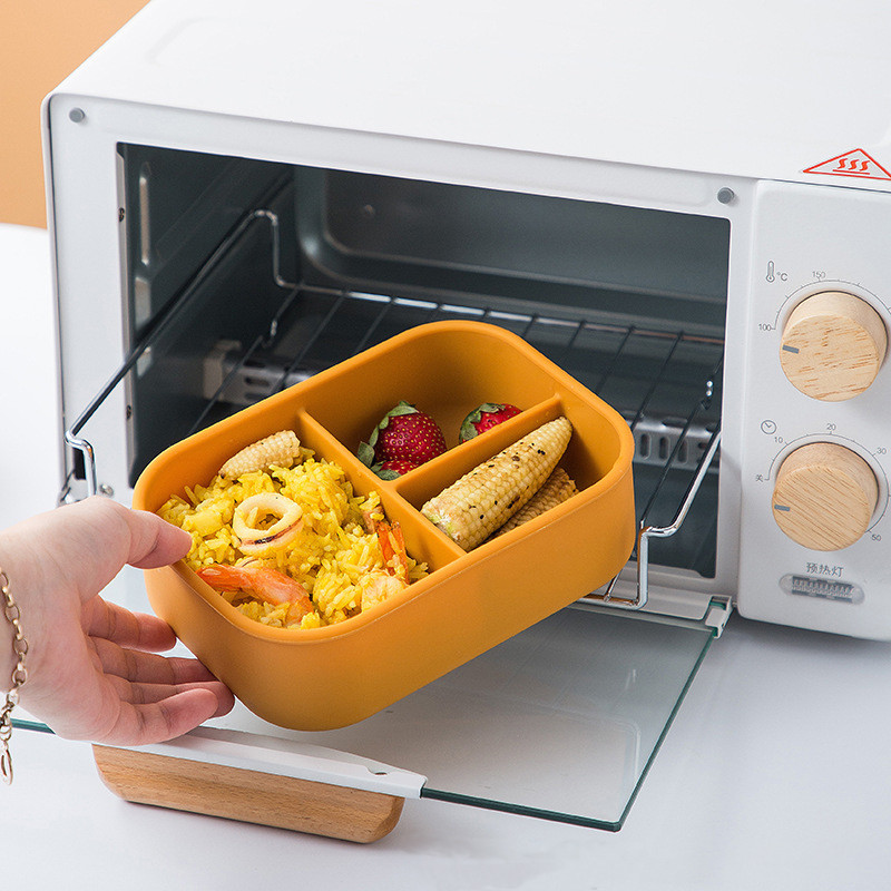 S poklopcem Silikonska kutija za ručak Kutija za svježinu Bento voćna salata Zdjela za svježinu Prijenosna zatvorena pravokutna kutija za ručak za piknik