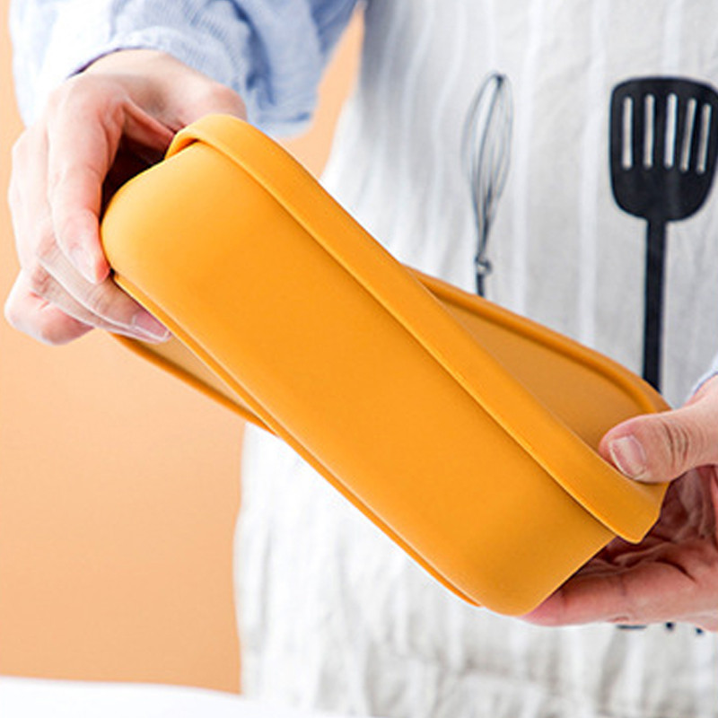 S poklopcem Silikonska kutija za ručak Kutija za svježinu Bento voćna salata Zdjela za svježinu Prijenosna zatvorena pravokutna kutija za ručak za piknik