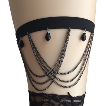Κοσμήματα Sexy Personality Leg Chain Retro Exaggerated Elastic Rope Pearl Multi Layer Leg Chain Tape εσώρουχα Clear