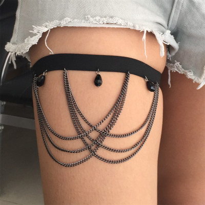 Bijuterii sexy personalitate picior lanț retro exagerat frânghie elastică perla mai multe straturi picior lanț lenjerie bandă transparentă