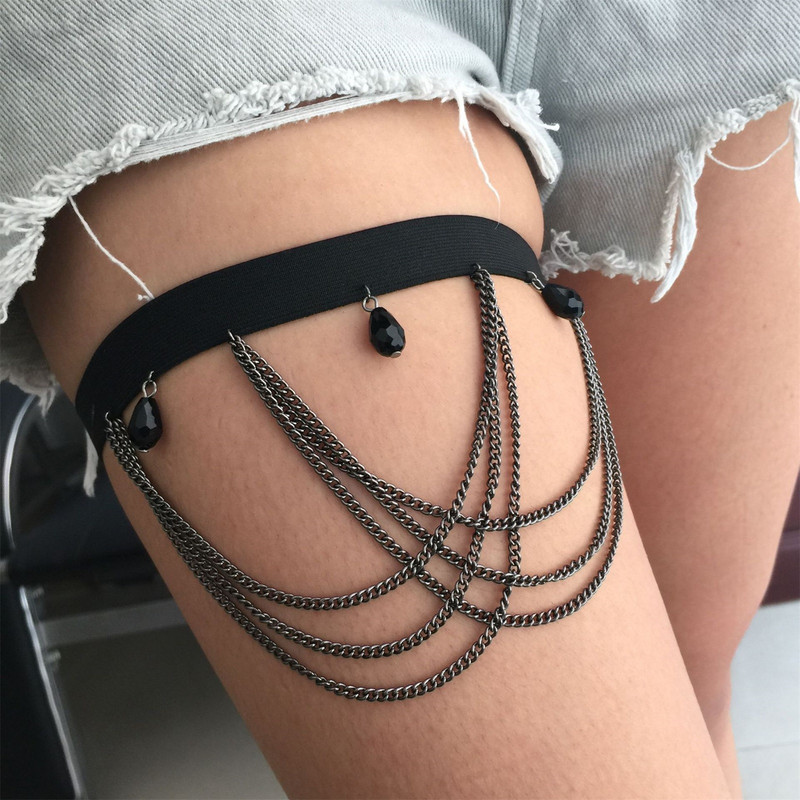 Bijuterii sexy personalitate picior lanț retro exagerat frânghie elastică perla mai multe straturi picior lanț lenjerie bandă transparentă