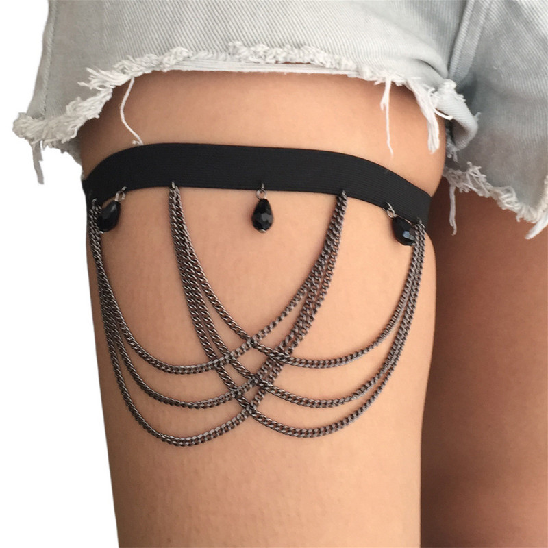 Bijuterii sexy personalitate picior lanț retro exagerat frânghie elastică perla mai multe straturi picior lanț lenjerie bandă transparentă