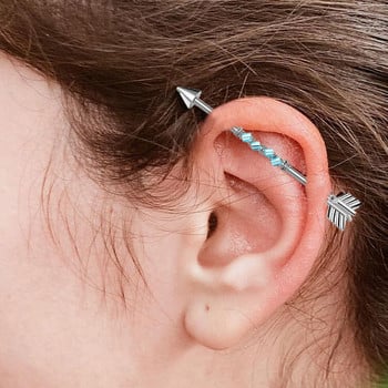 Long Arrow Industrial Piercing για γυναίκες Ανοξείδωτο βιομηχανικό σκουλαρίκι Piercing Barbell Ear Χόνδρος Σώμα Piercing Κοσμήματα