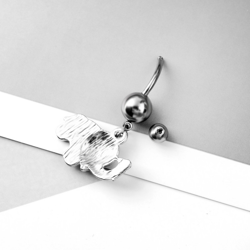 Novi privjesak s prstenom za pupak u obliku životinjskog slona od nehrđajućeg čelika, nokat za pupak, dodatak za piercing kod ljudi