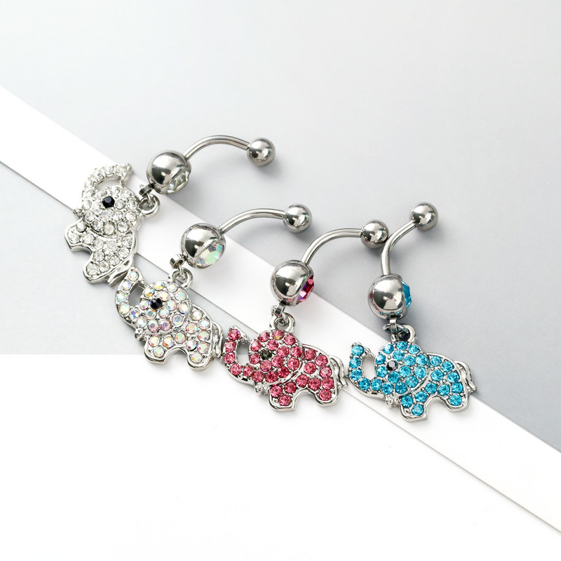 Novi privjesak s prstenom za pupak u obliku životinjskog slona od nehrđajućeg čelika, nokat za pupak, dodatak za piercing kod ljudi