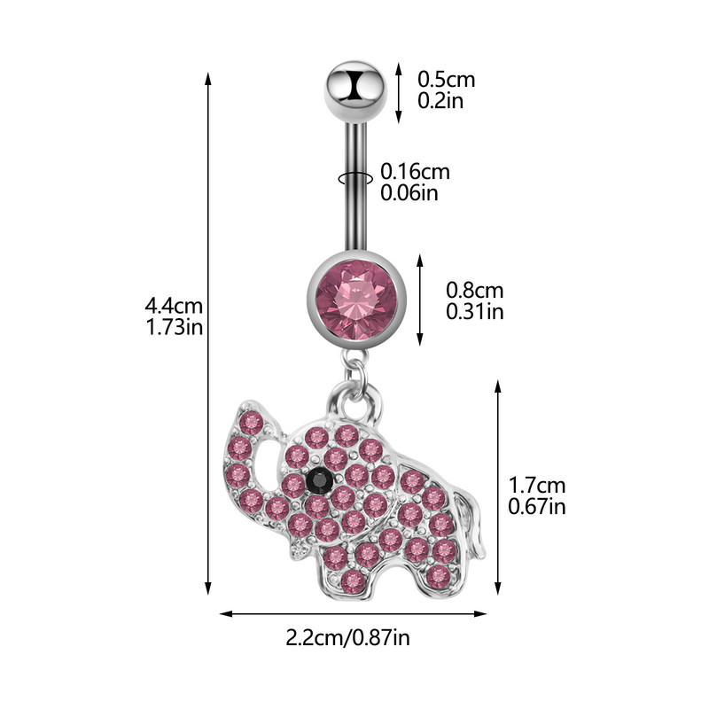 Novi privjesak s prstenom za pupak u obliku životinjskog slona od nehrđajućeg čelika, nokat za pupak, dodatak za piercing kod ljudi