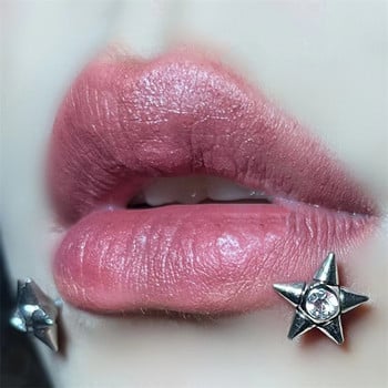 16G звезда от титаниева стомана Пиърсинг за устни за жени Момичета Изискан циркон Пиърсинг за устни Бижута за тяло Y2k Аксесоари
