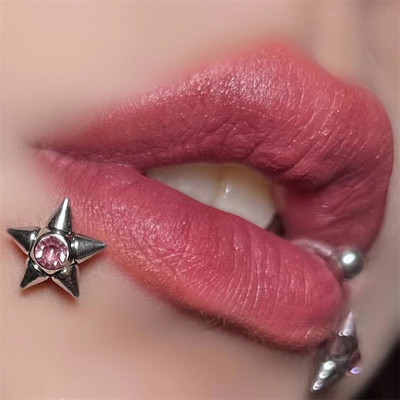 16G Titanium Steel Piercing Lip Stud για γυναίκες κορίτσια Εξαιρετικό Ζιργκόν Lip Piercing Body Jewelry Y2k Αξεσουάρ