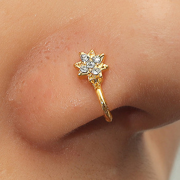 1 τεμ Ψεύτικο τρυπημένο δαχτυλίδι μύτης πανκ μεταλλικό χρυσό χρώμα Καρδιά φύλλο μύτης δαχτυλίδι μανσέτα κλιπ μπορεί επίσης να είναι μανσέτες με κλιπ αυτιού Κοσμήματα σώματος