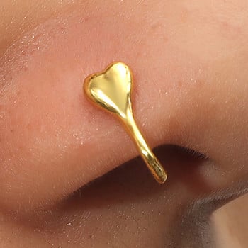 1 бр. Фалшив пиърсинг пръстен за нос Пънк метален златист цвят сърце листо пръстен за нос Щипка Маншет също може да бъде щипка за уши Маншети Бижута за тяло