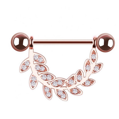 1 tk naiste seksikas kivist inkrusteeritud leht kangiga, rinnanibu rõngaga keha augustamine, ehe kingitus