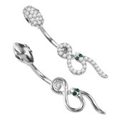 Európai és amerikai divatos rozsdamentes acél szegecses cirkon köldök köröm személyre szabott kígyó alakú tekercses köldökgombos piercing