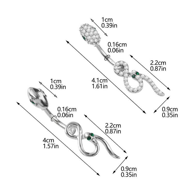 Európai és amerikai divatos rozsdamentes acél szegecses cirkon köldök köröm személyre szabott kígyó alakú tekercses köldökgombos piercing