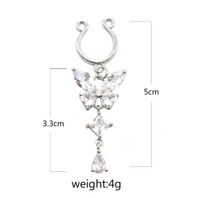 Kristály szexi mellbimbógyűrű pillangó ördögszem Kígyó hamis piercing testékszer női mellbimbócsipesz melldísz buli 1db
