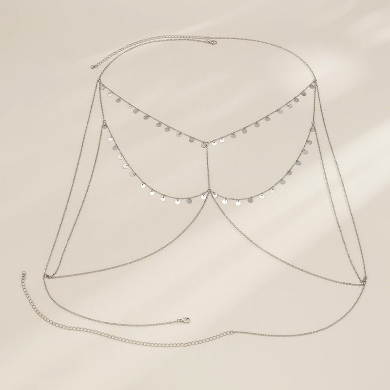 Reguleeritavad bikiinid peokaunistused metallist rannatarvikud keha ehted kaelakee naistele rinnakett litrid kehakett