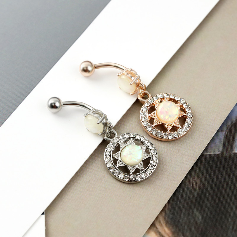 Ευρωπαϊκή και Αμερικανική Νέα Στρογγυλή μόδα Δαχτυλίδι Bellybutton Round Zircon Bellybutton Pincture Jewelry