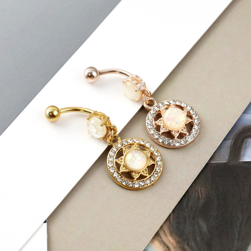 Ευρωπαϊκή και Αμερικανική Νέα Στρογγυλή μόδα Δαχτυλίδι Bellybutton Round Zircon Bellybutton Pincture Jewelry