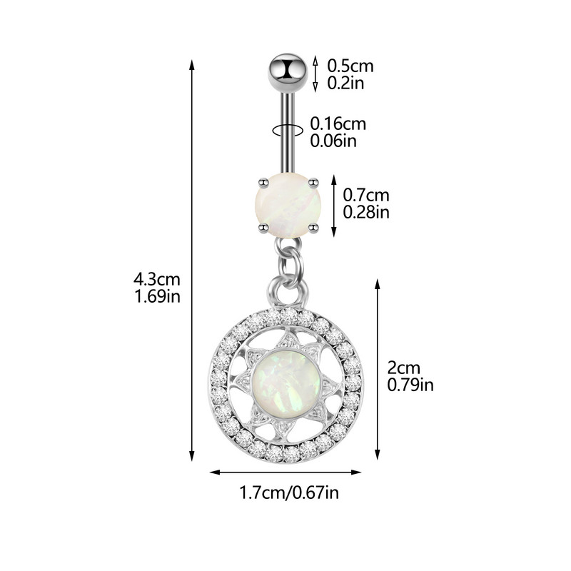Ευρωπαϊκή και Αμερικανική Νέα Στρογγυλή μόδα Δαχτυλίδι Bellybutton Round Zircon Bellybutton Pincture Jewelry