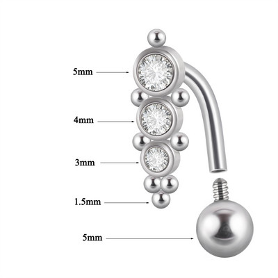 1 tk Kirurgilisest terasest kullatud kristallsest nööbist rõngad, uued moodsed rippuvad nabakangid naistele, tüdrukute augustamise ehted